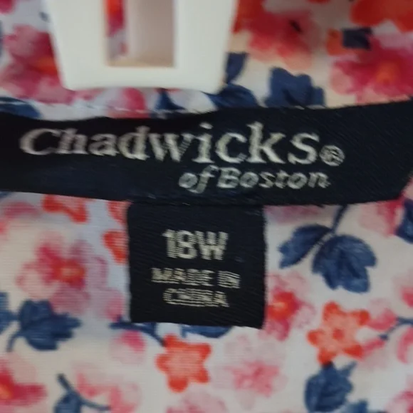 (e2-5) Pink, orange and teal mini floral pattern button up long sleeve shirt 18W - Picture 3 of 8